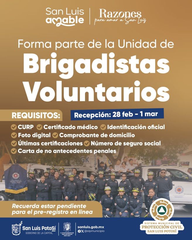 CONVOCA PROTECCIÓN CIVIL MUNICIPAL A INTEGRAR EL GRUPO DE BRIGADISTAS&nbsp;VOLUNTARIOS