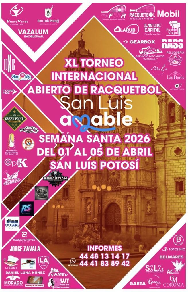 PRESENTAN EL XL TORNEO INTERNACIONAL DE RAQUETBOL SAN LUIS AMABLE DE SEMANA SANTA&nbsp;2026
