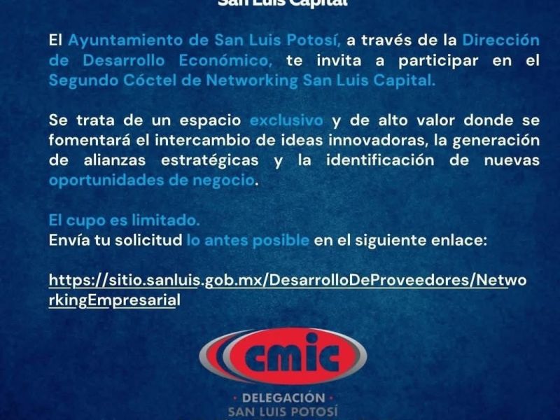 DESARROLLO ECONÓMICO MUNICIPAL Y CMIC IMPULSAN VINCULACIÓN EMPRESARIAL CON SEGUNDO&nbsp;NETWORKING