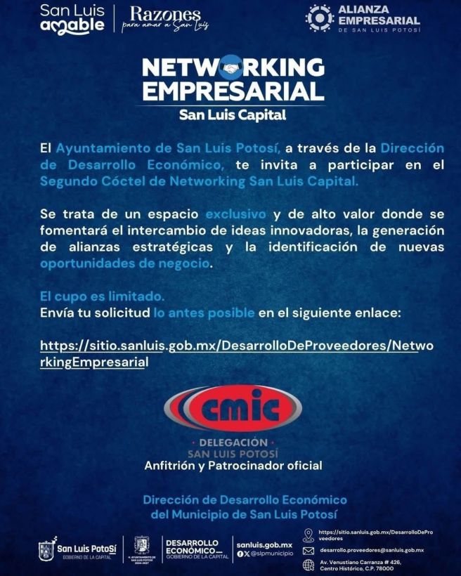 DESARROLLO ECONÓMICO MUNICIPAL Y CMIC IMPULSAN VINCULACIÓN EMPRESARIAL CON SEGUNDO&nbsp;NETWORKING