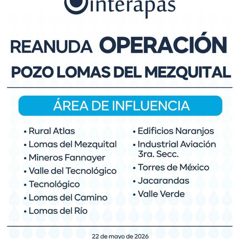 SE REACTIVA EL POZO LOMAS DEL MEZQUITAL AL NORTE DE LA&nbsp;CIUDAD