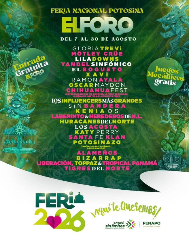 KATY PERRY, JULIÓN ÁLVAREZ, TIGRES DEL NORTE, GLORIA TREVI Y MÖTLEY CRÜE ENTRE MUCHOS MÁS ARTISTAS EN LA FENAPO&nbsp;2026