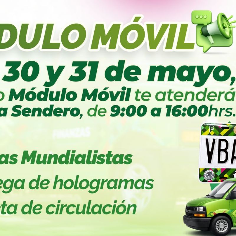 MÓDULO MÓVIL PARA TRÁMITES VEHICULARES EN&nbsp; PLAZA SENDERO SÁBAFO Y&nbsp;DOMINGO
