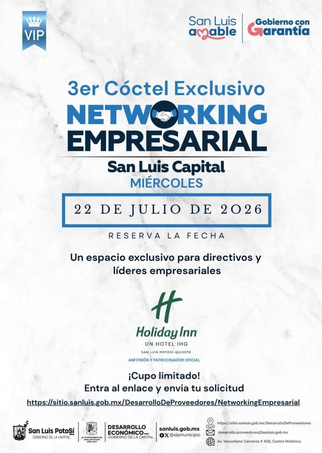 INSCRIPCIONES ABIERTAS PARA EL TERCER CÓCTEL EXCLUSIVO NETWORKING SAN LUIS&nbsp;CAPITAL