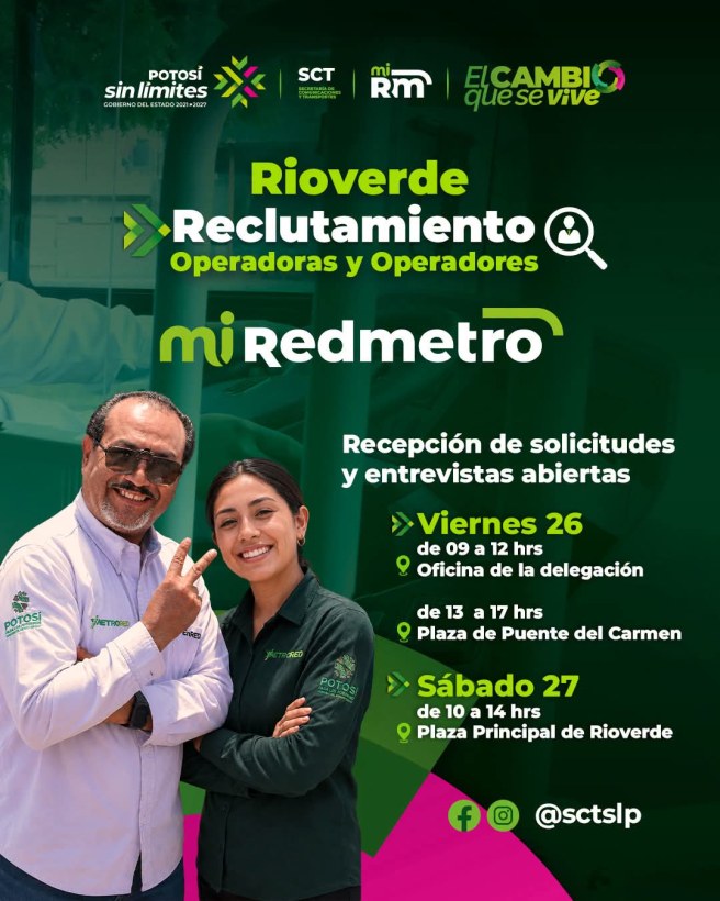 BUSCAN OPERADORES PARA REDMETRO EN RÍO&nbsp;VERDE