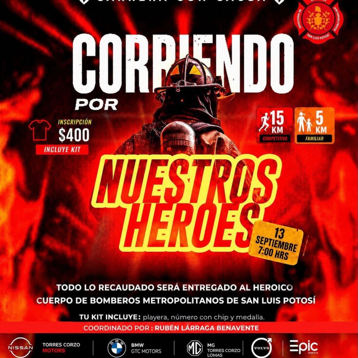 INVITAN A BRINDAR APOYO A LOS BOMBEROS DE LA ZONA METROPOLITANA CON LA CARRERA “ CORRIENDO POR NUESTROS&nbsp;HÉROES”
