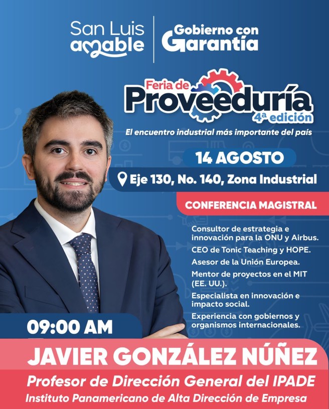 JAVIER GONZÁLEZ NÚÑEZ IMPARTIRÁ CONFERENCIA EN LA FERIA DE&nbsp;PROVEEDURÍA