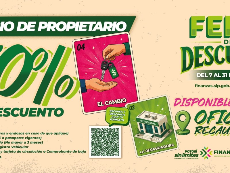 OFRECEN 50 POR CIENTO DE DESCUENTO EN CAMBIO DE PROPIETARIO DE&nbsp;VEHÍCULOS
