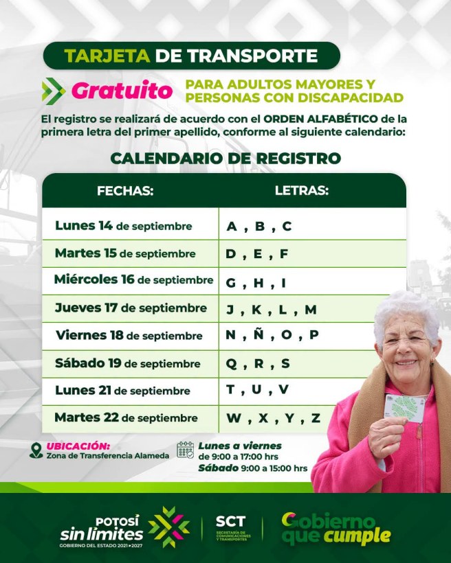 DEL 14 AL 22 DE SEPTIEMBRE ES EL REGISTRO PARA TRANSPORTE GRATUITO EN LA ZONA&nbsp;METROPOLITANA