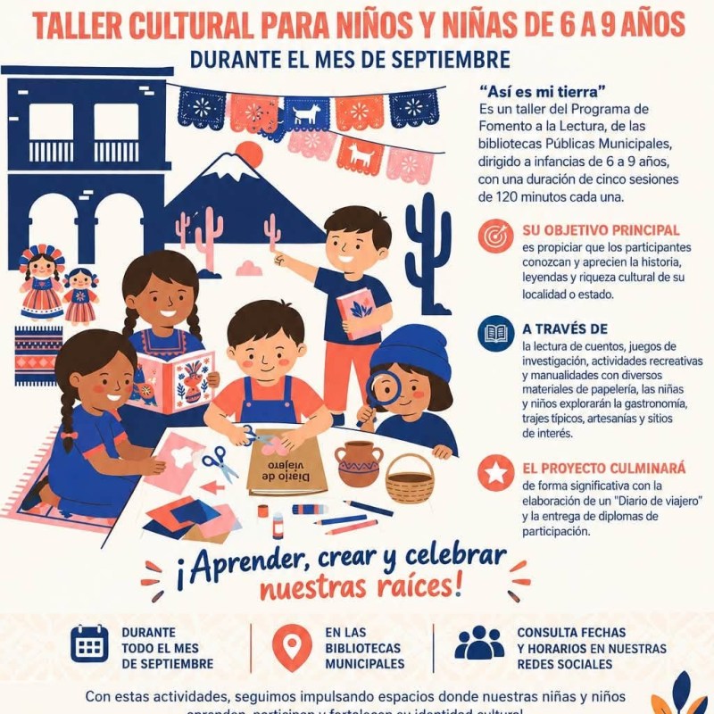 LAS BIBLIOTECAS MUNICIPALES REALIZARÁN DEL 14 AL 18 DE SEPTIEMBRE EL TALLER “ ASÍ ES MI&nbsp;TIERRA”
