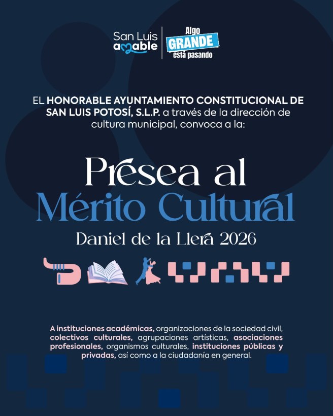 INVITA GOBIERNO MUNICIPAL A POSTULAR CANDIDATURAS PARA LA PRESEA AL MÉRITO CULTURAL “DANIEL DE LA LLERA”&nbsp;2026