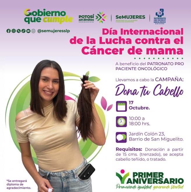 INVITAN A DONAR CABELLO POR EL DÍA INTERNACIONAL DE LA LUCHA CONTRA EL CÁNCER DE&nbsp;MAMA.